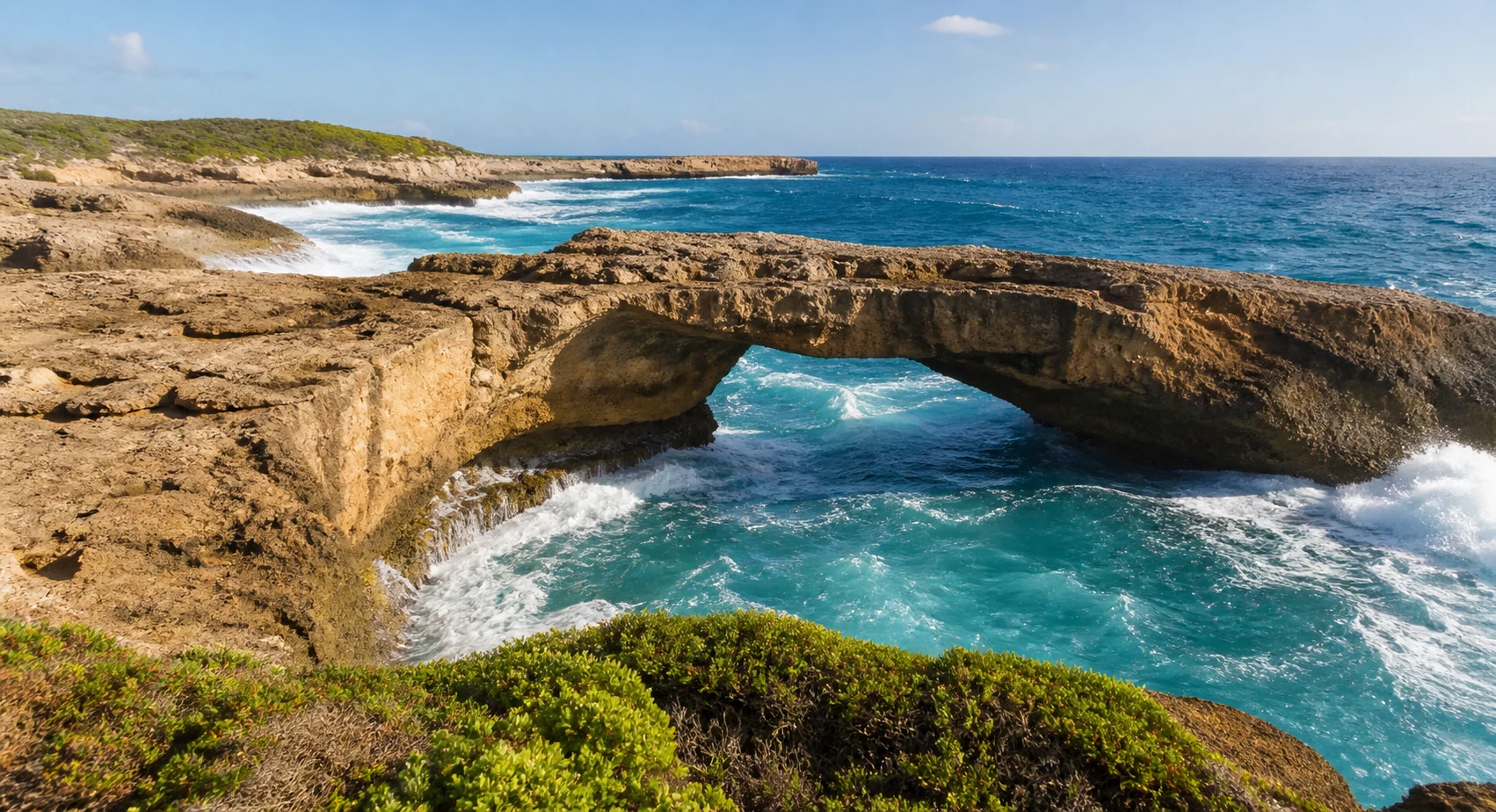 Devil's Bridge on the Atlantic coast of Antigua and Barbuda