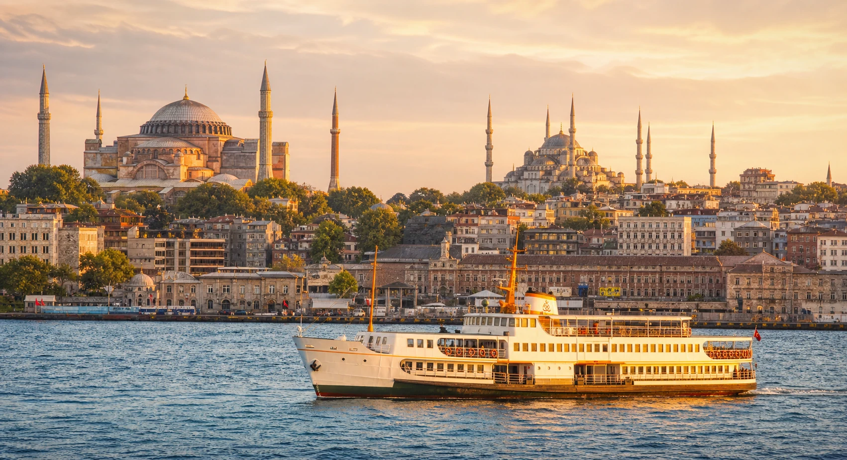 Historic Istanbul skyline across the Bosphorus