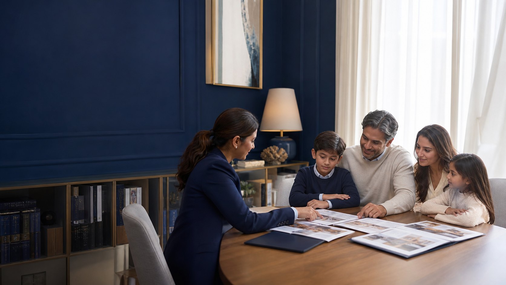 Family and adviser coordinating dependant residence planning
